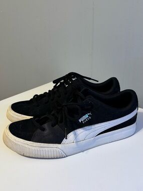 Puma Black Suede Sneakers with White Formstrip